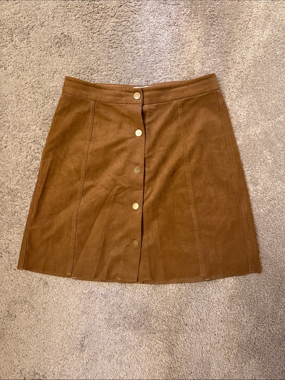 Wilfred Chestnut Button-Front Mini Skirt
